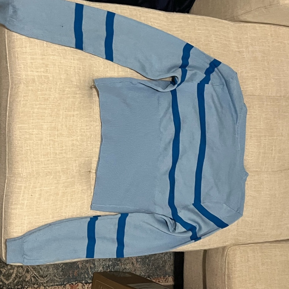Verge Girl Blue Striped Crew Neck Sweater